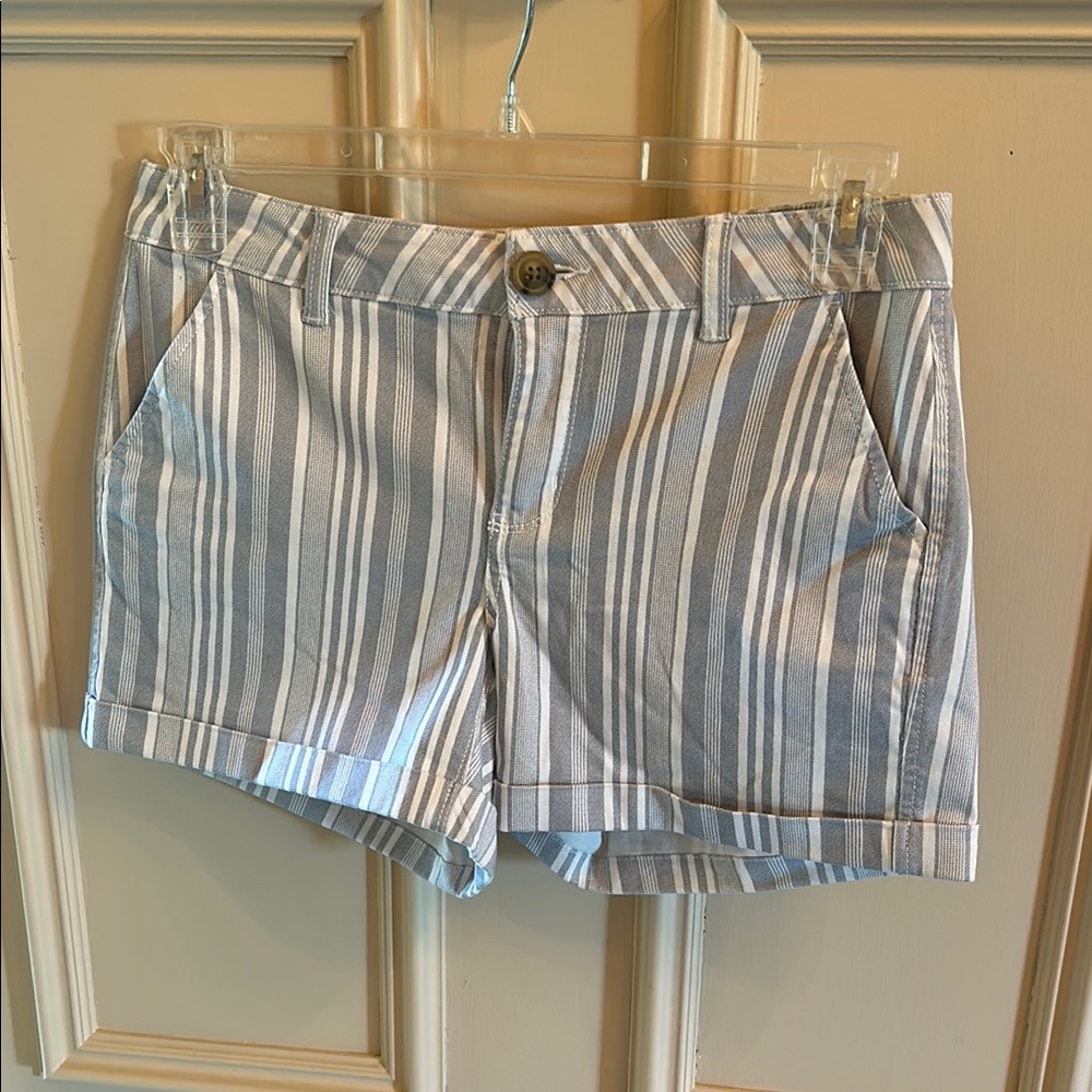 SO Gray and White Bermuda Shorts with Stripes